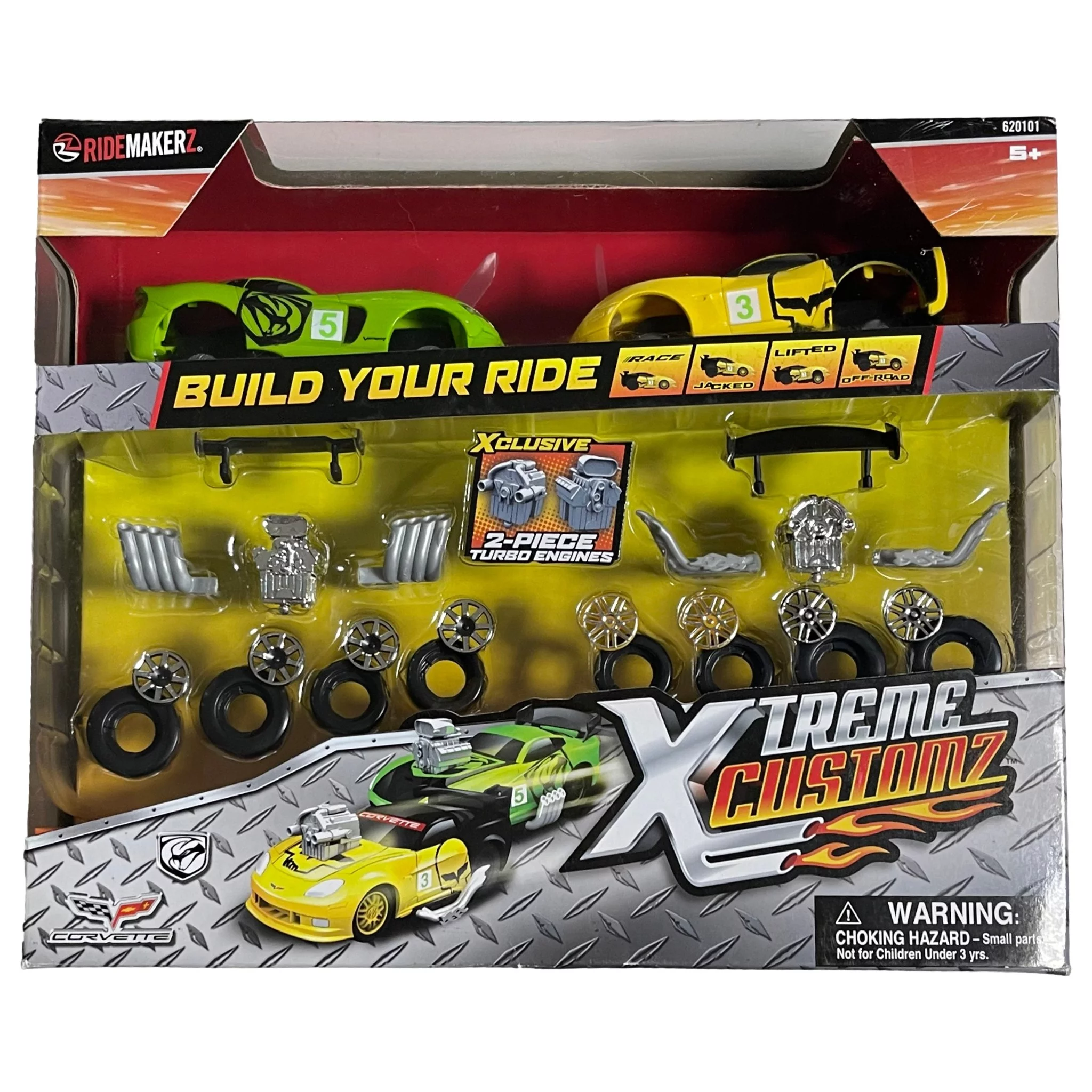 Ride Maker Xtreme Customz Build 2 Car Set Corvette & Dodge Viper Cars Mix Match