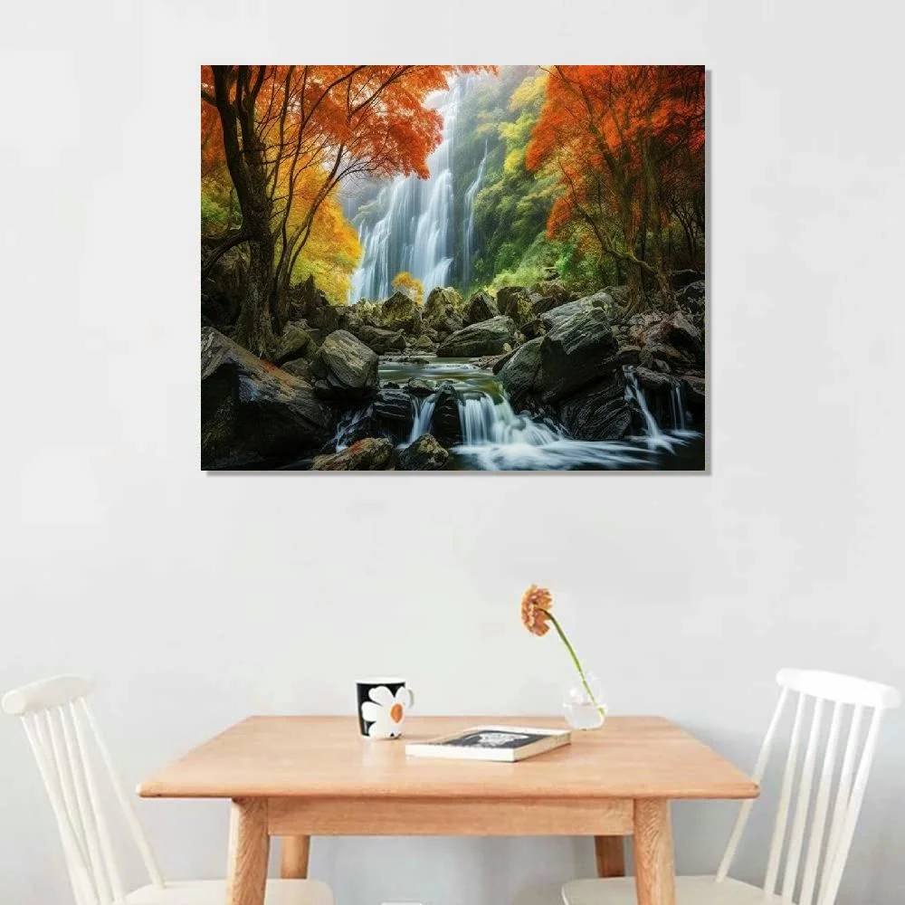 Zhiwo Fall Wall Art Nature Waterfall Landscape Picture Bedroom Decor 20x16