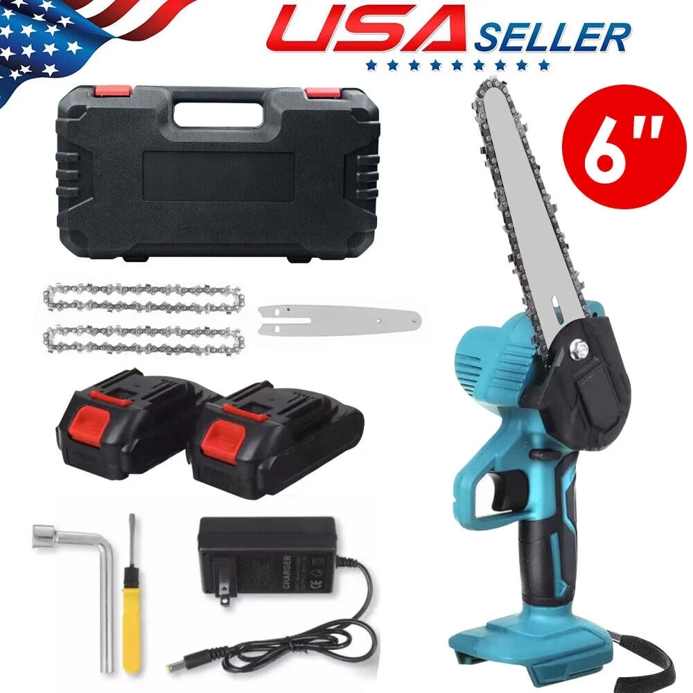 Onemayship Compact Chainsaw - Cordless 6-Inch Saw with Carrying Case - Ideal for Wood Cutting & DIY Projects