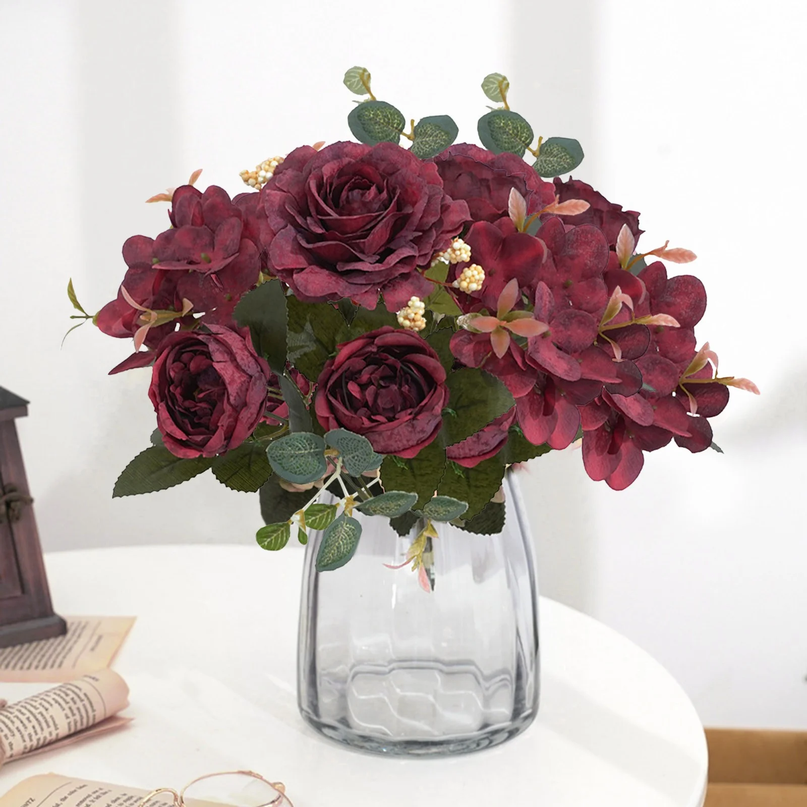 2PC Artificial Flower Latex Real Bridal Wedding Bouquet Home Decoration Artificial Flowers Peony Silk Flowers