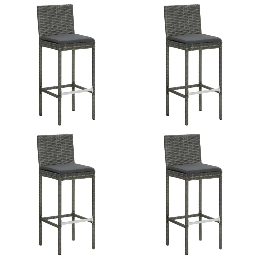 Suzicca 5 Piece Patio Bar Set with Cushions Poly Rattan Gray