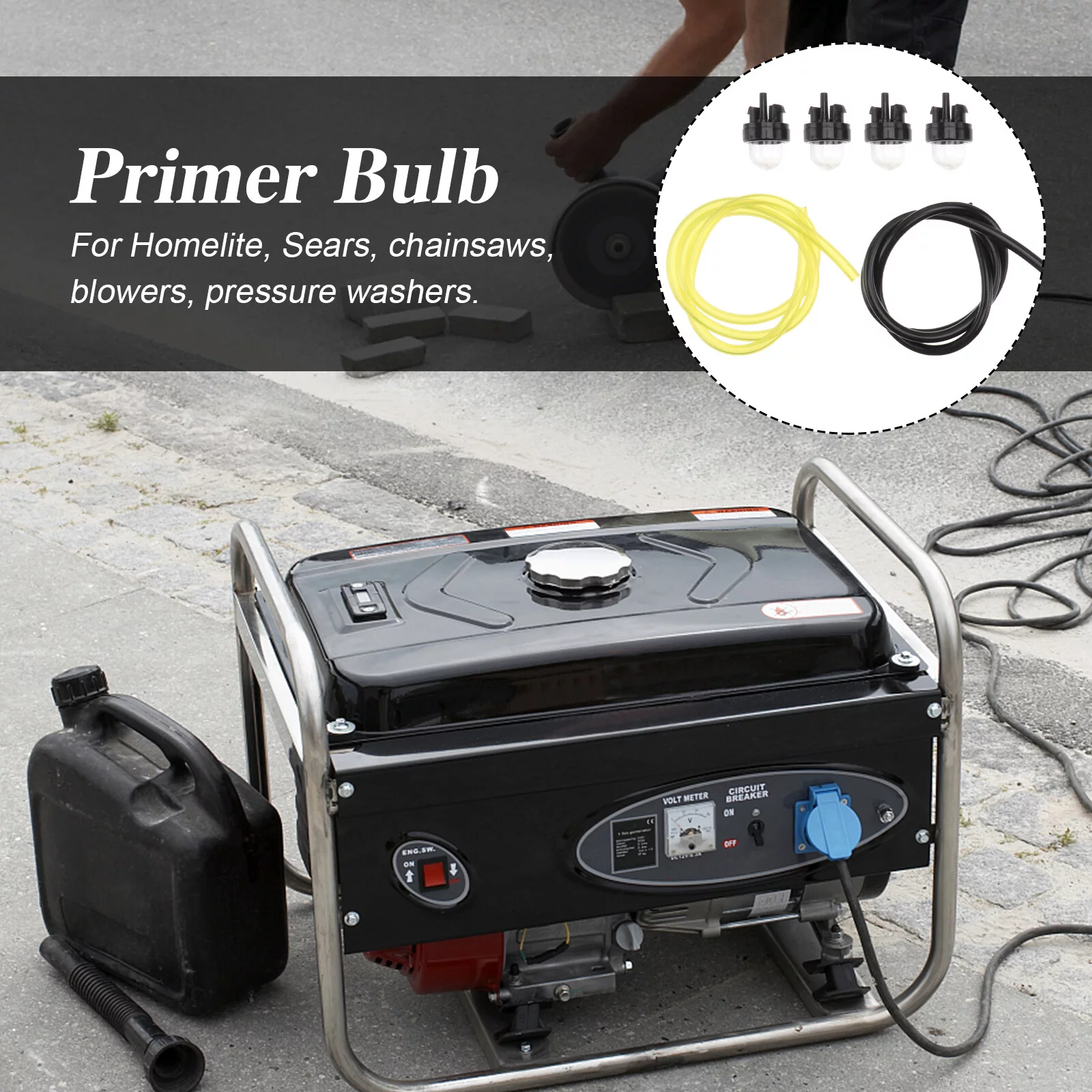 Gongxipen Fuel Line Primer Bulb for String Trimmer Brush Cutter Lawn Mower Garden Tools (4 Primer Bulbs and 2 Fuel Lines)