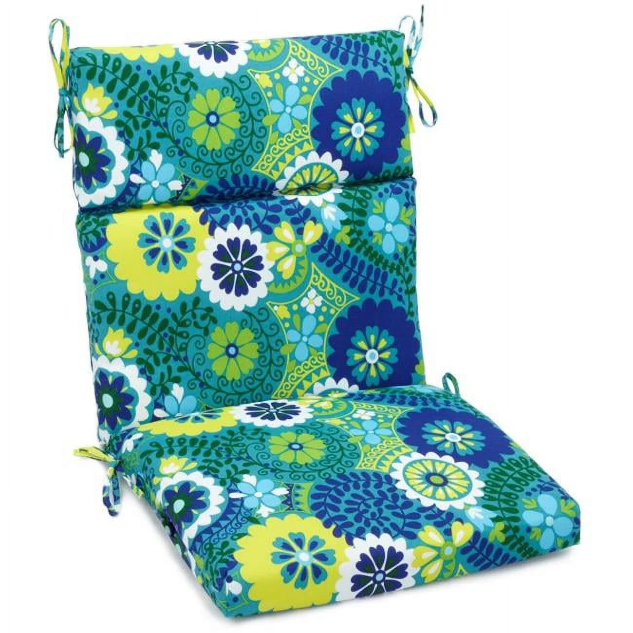 18 x 38 in. Spun Polyester Patterned Outdoor Squared Chair Cushion, Luxury Azure
