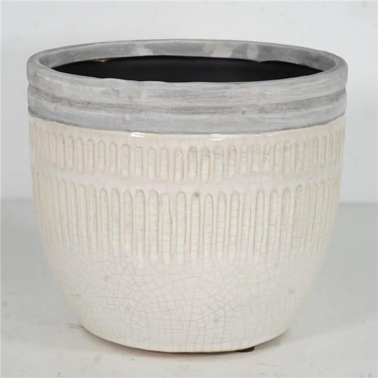 AI-CE05-183-Q12 Antique White with Gray Rim Planter - Set of 12