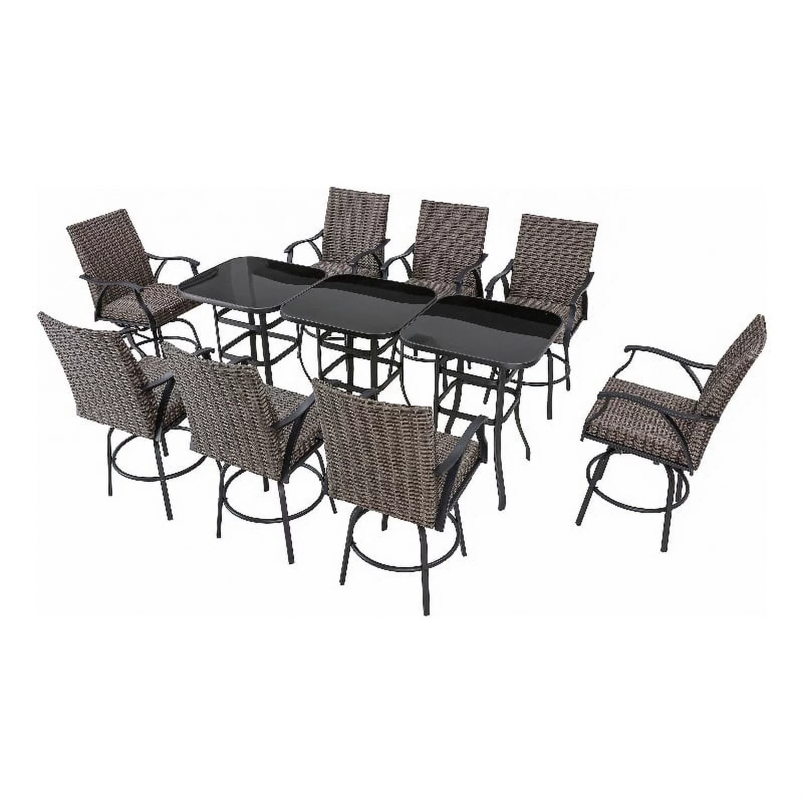 Patio Festival Metal 11-Piece Outdoor Dining Set in Brown & Black
