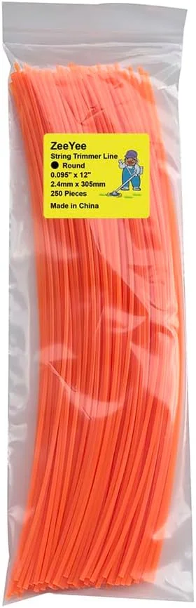 ZeeYee 250 Pieces Precut Round .095 Inches by 12 Inches Length Grass Trimmer Line