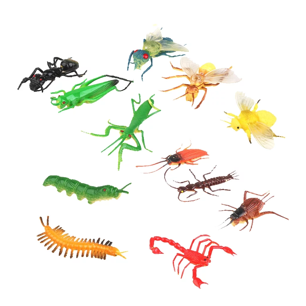 12pcs Model Toy Colorful , , Kyllinga Brevifolia, Scorpion, Locust, , , , Kattapillar, Fly, Bee, Bumblebee