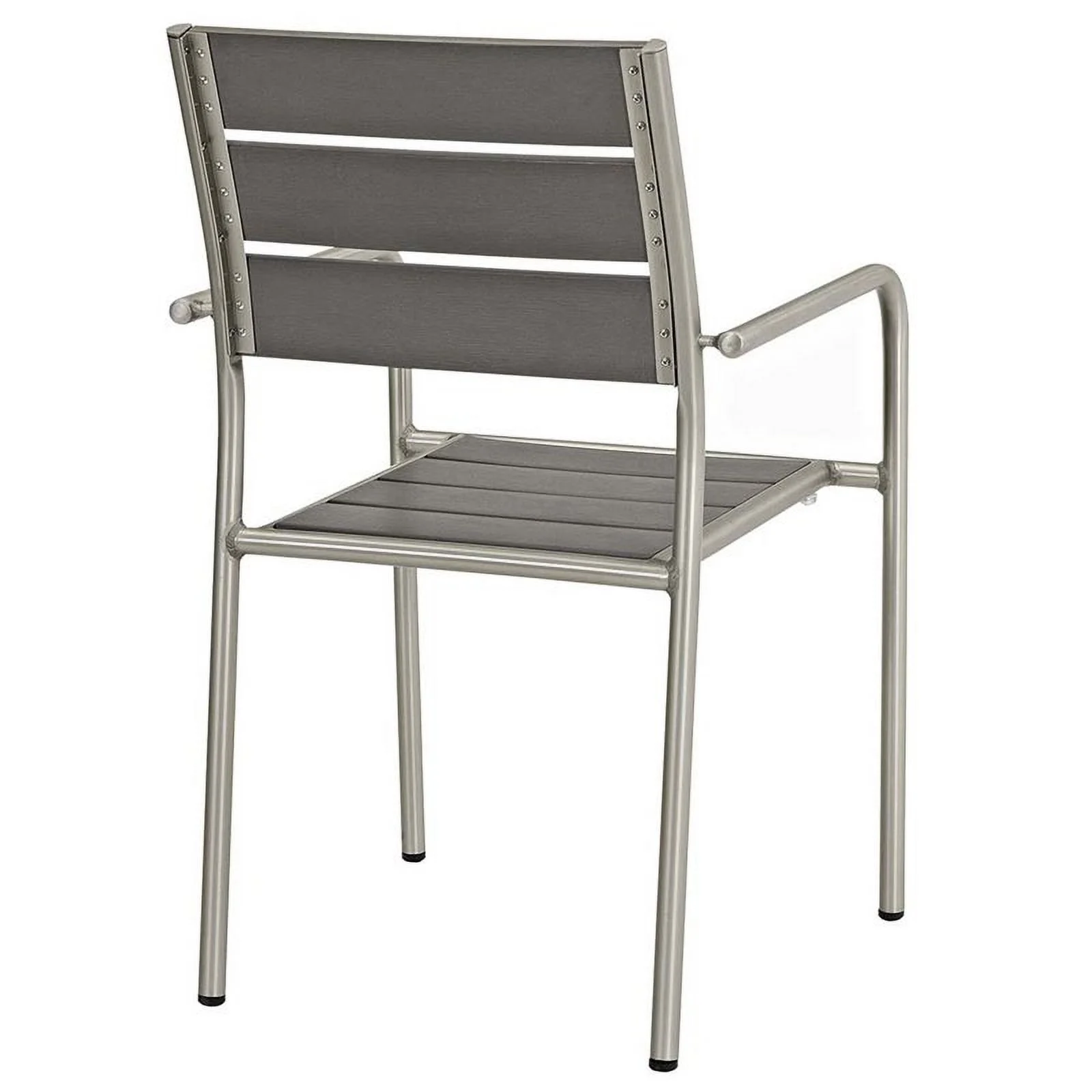 Pemberly Row  Patio Dining Arm Chair in Silver and Gray (Set of 2)