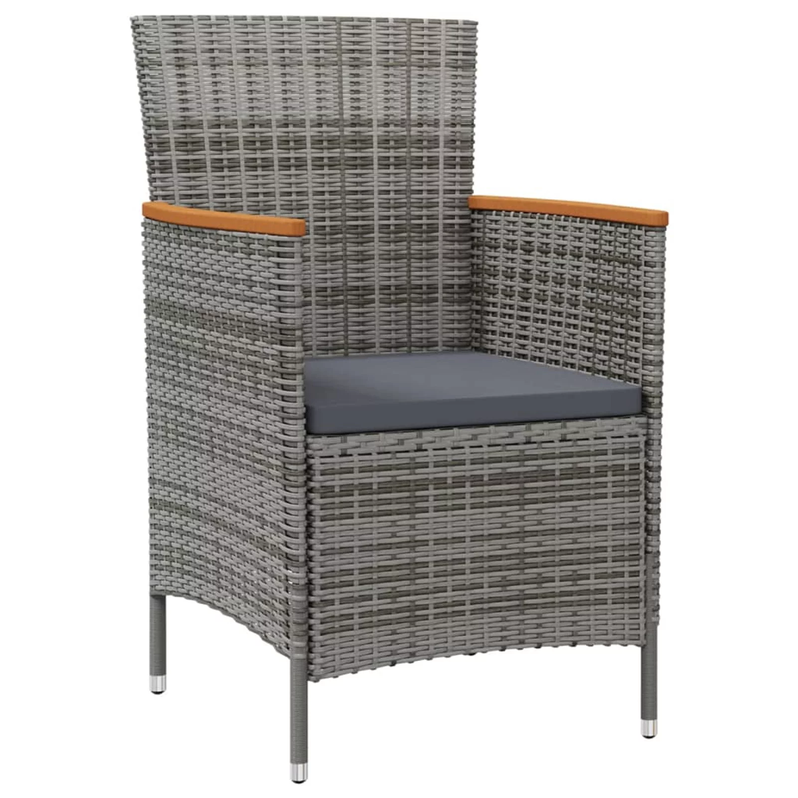 Tomshoo Patio Dining Chairs 2 pcs Poly Rattan Gray