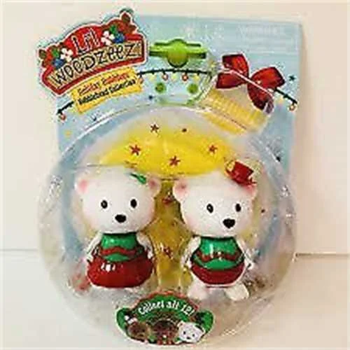 Lil Woodzeez Holiday Figure Polly Poppy Bobbleez bear Bobblehead Christmas