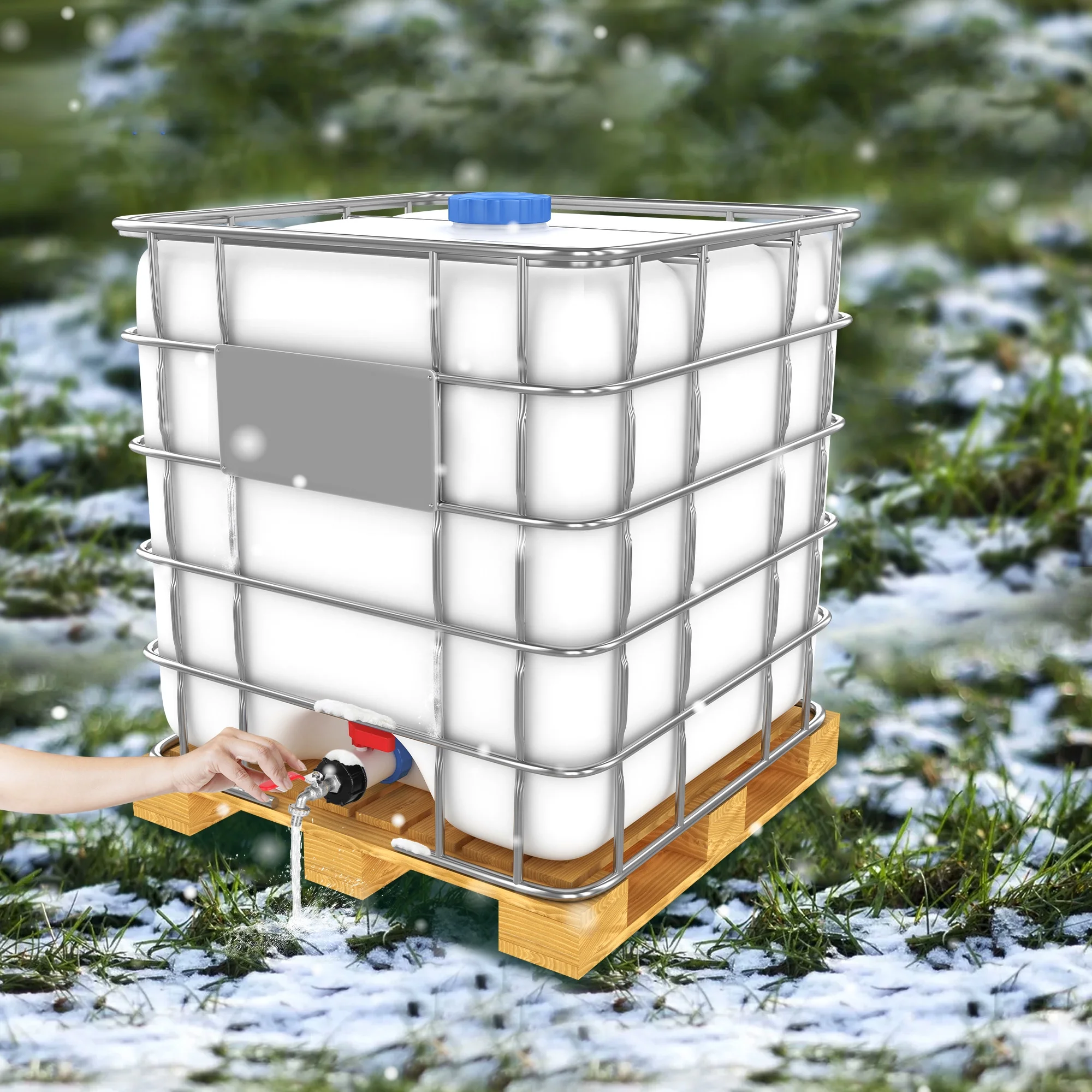 TSV Water Tank Faucet, Brass IBC Ton Barrel Adapter with Long Lever Handle, 3/4