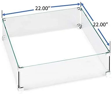 Fire Pit Glass Square Wind Screen, Square, Clear