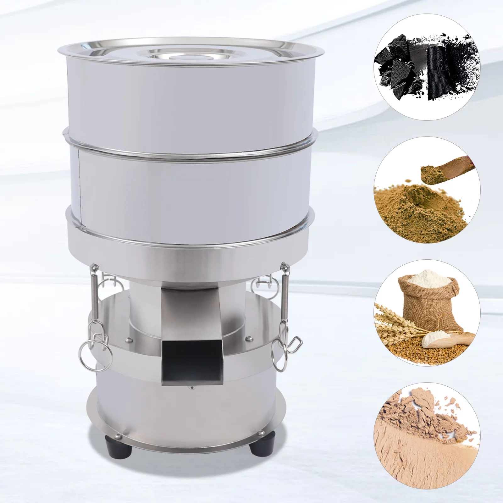 Miumaeov Automatic Sieve Shaker 50W 110V Electric Flour Sifter Vibrating Sieve Machine 1350N/Min 40-Mesh Sieve + 60-Mesh Sieve