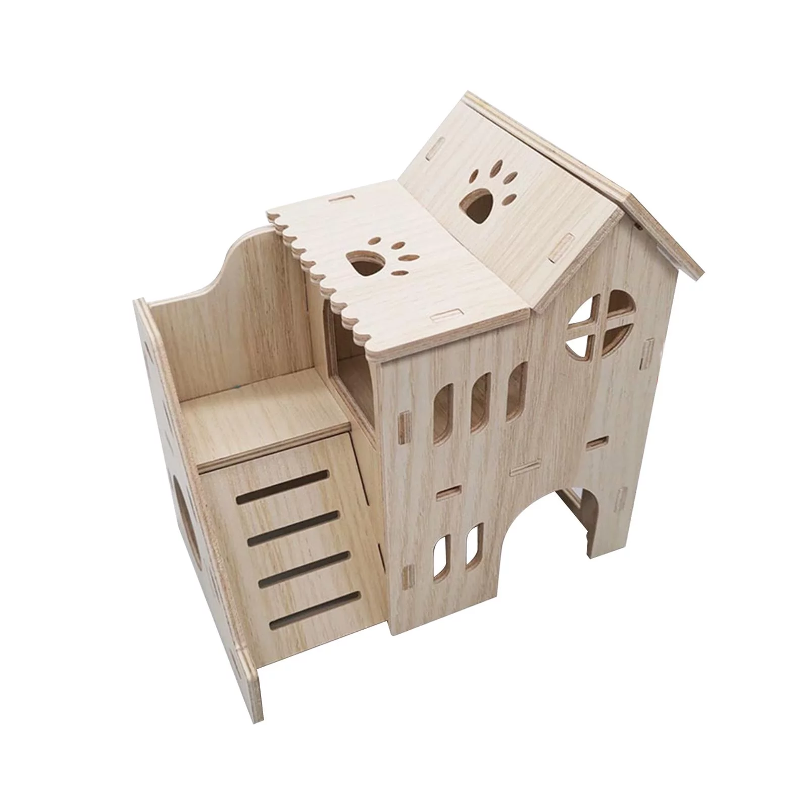 Wooden Hamster House. Playground Exercise Toy. Hideout Small Small Animal Habitat Decor Easy to Assemble Nesting Villa Cage for Hedgehog 17cmx11.5cmx17cm