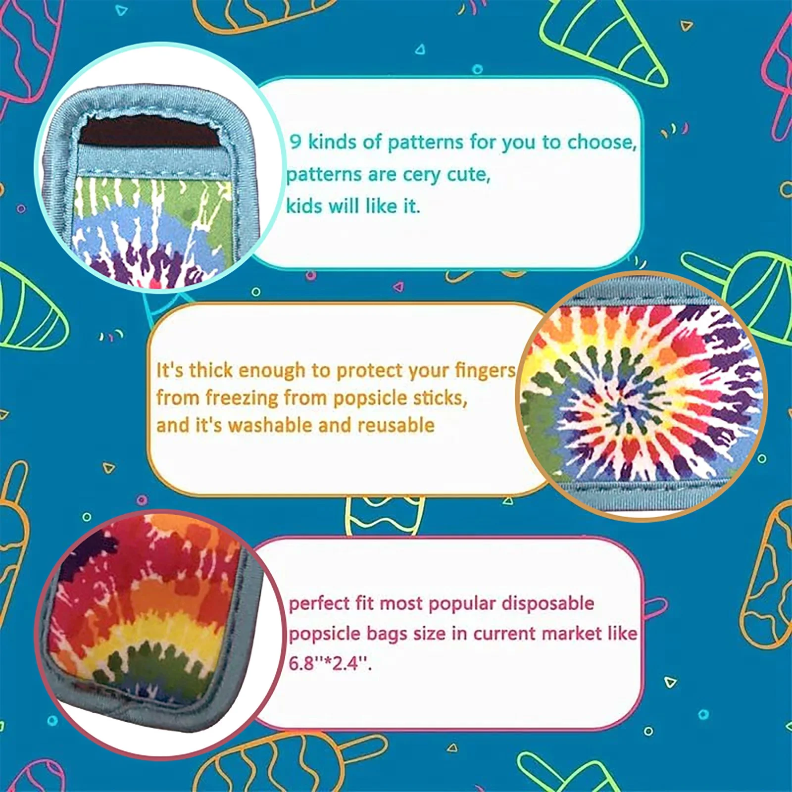 iju7gthy Throw Blanket Knit 4th of July Neoprene Popsicle Holder with Print Reusable Popsicle Holders Children's Popsicle Holders Popsicle Moulds Children's Summer Party Popsicle Bags