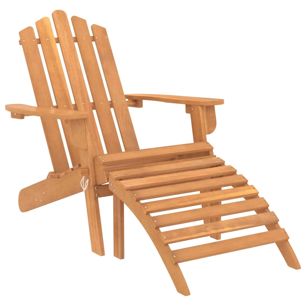 Dcenta Patio Adirondack Chair with Footrest Solid Wood Acacia