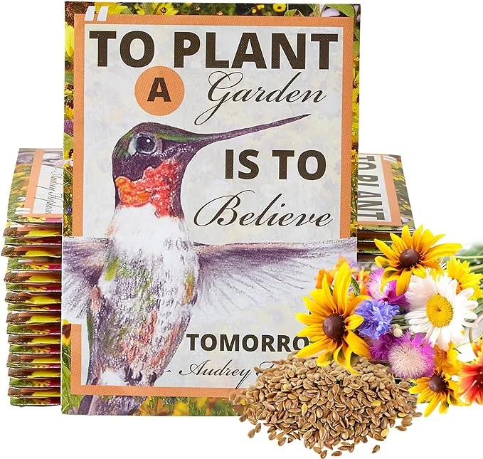 American Meadows Wildflower Seed Packets ''Believe in Tomorrow'' Party Favors for Guests (Pack of 20) - Wildflower Seed Mix, Plant Year-Round, Great Gift for Hostesses, Showers, Weddings, Thank You