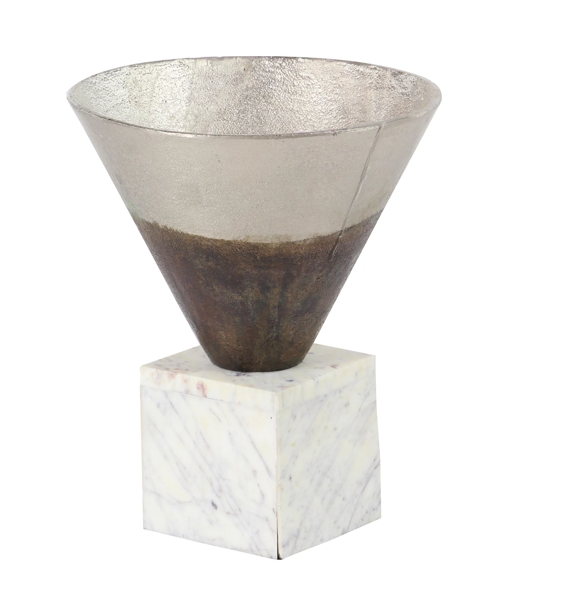 Decmode Rustic 13 X 10 Inch Funnel Pot Ombre On A Stone Base