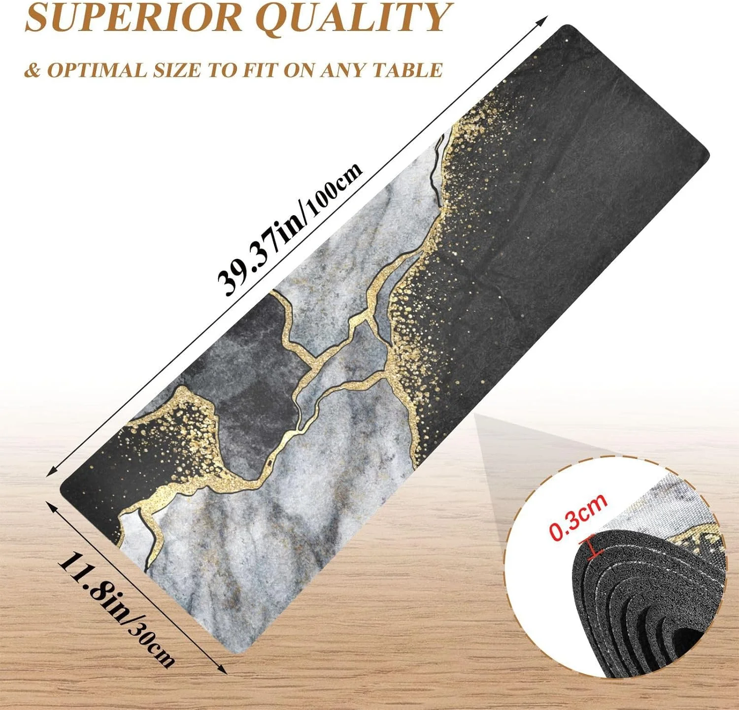 Hidove Black and White Marble Mosaic Heat Resistant Table Trivet for Hot Pots Pans Dishes, Table Runner Long Trivets Protectors for Table and Countertop