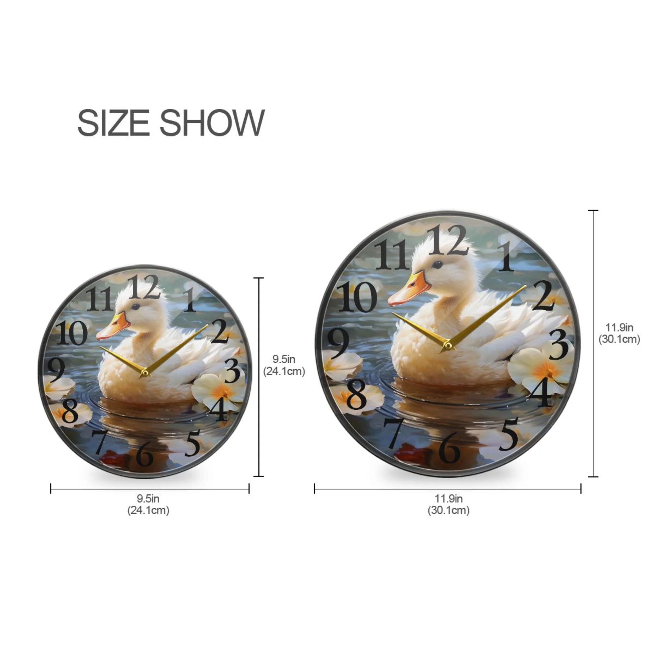 Duck on Water Wall Clocks Battery Operated 11.9 Inch Round Clock Acrylic Silent Non-Ticking Bedroom Living Room Decorative Clocks