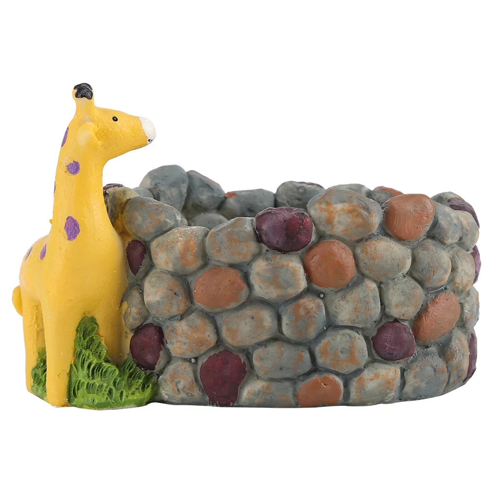 Shexton Plant Pot Flower Creative Resin Succulent Plant Pot Container Herb Flower Basket Planter Home Garden Decor(The giraffe)