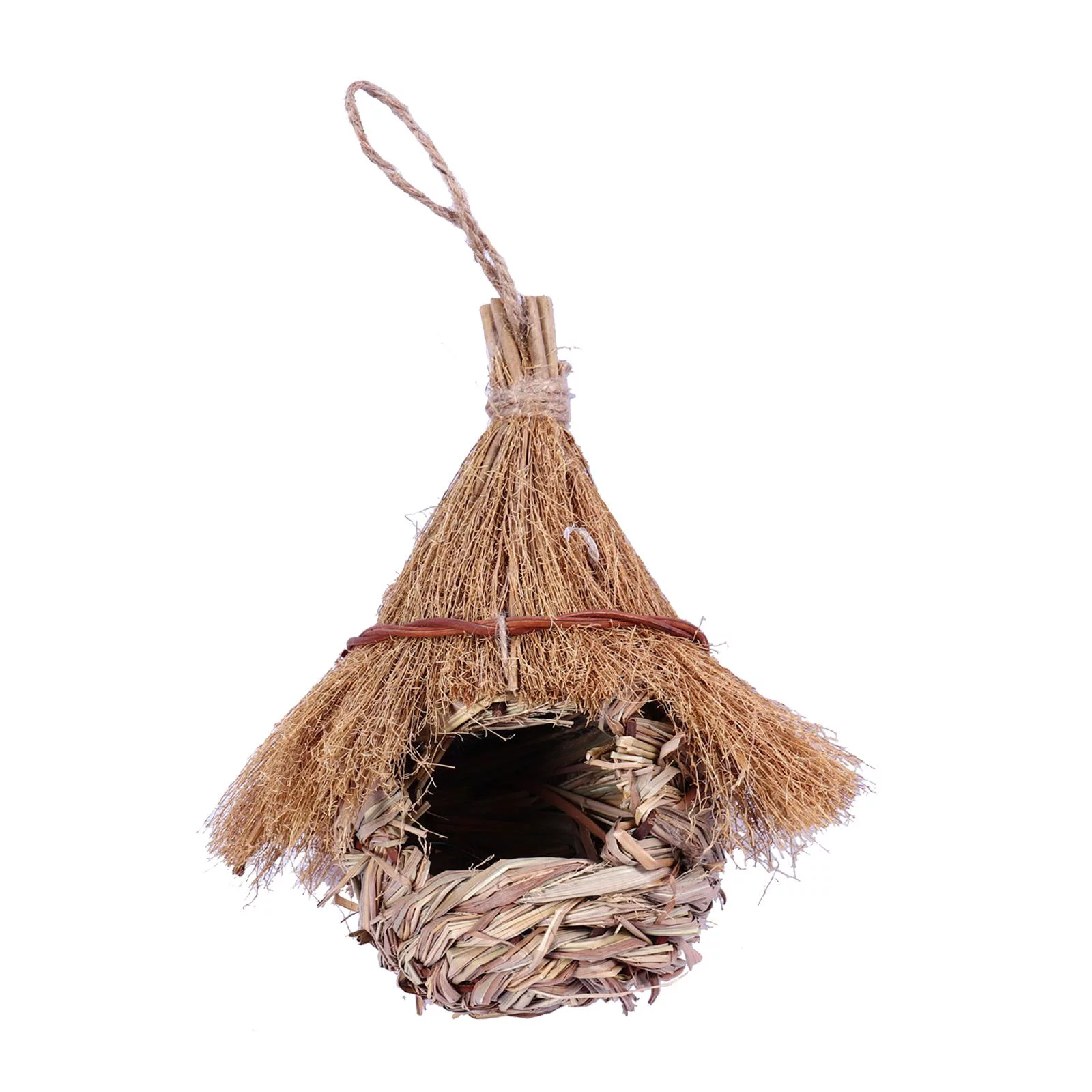Bird House, Hand Woven Hummingbird Nest, Wren Finch Bird House, Grass Birds Nest Shelter Hut for Home Outside Indoor Patio Decor