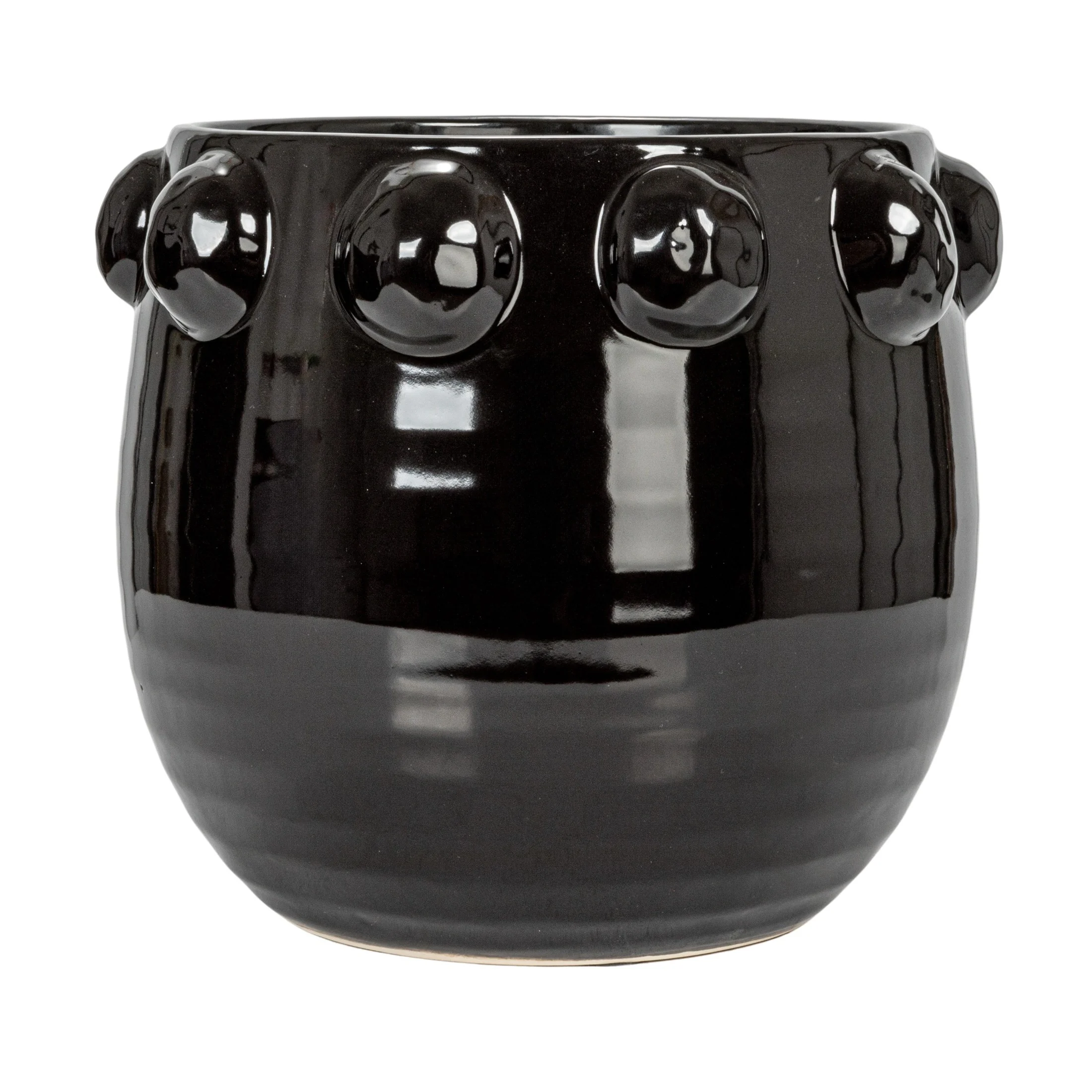 Creative Co-Op Terra-cotta Planter with Raised Dots, Black