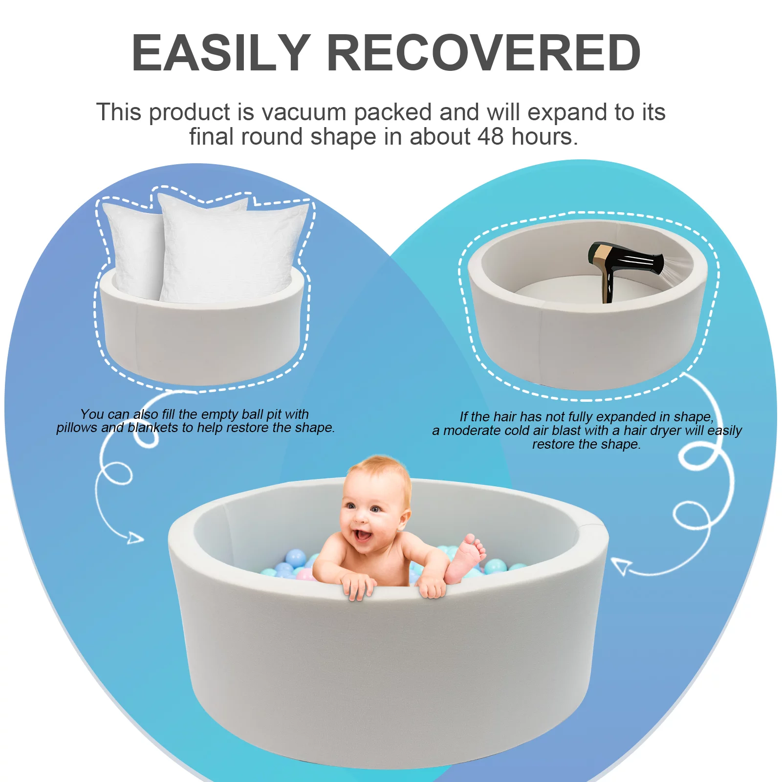 KORIMEFA Foam Ball Pit for Toddlers 1-3, Baby Playpen Ball Pool Soft Round Designed, Baby Ball Pit of Ideal Gift