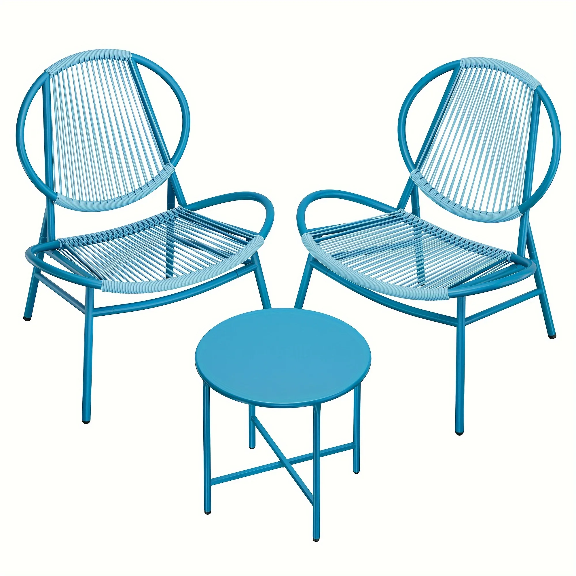 SONGMICS Patio Furniture Set 3 Pieces, Garden Bistro Set, Acapulco Chairs, Outdoor Seating, Side Table and 2 Chairs, Indoor and Outdoor Conversation Set, Balcony Porch