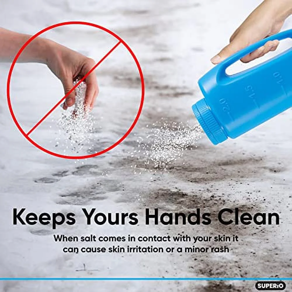 Ice Melt Salt Spreader Handheld Shaker for Lawn Seed, Salt, Ice Melt, Calcium, Deicer Shaker 2 Liter, Adjustable Hole Size, Handy for Fertilizer Lawn Seed Salt to Deice (Multi)