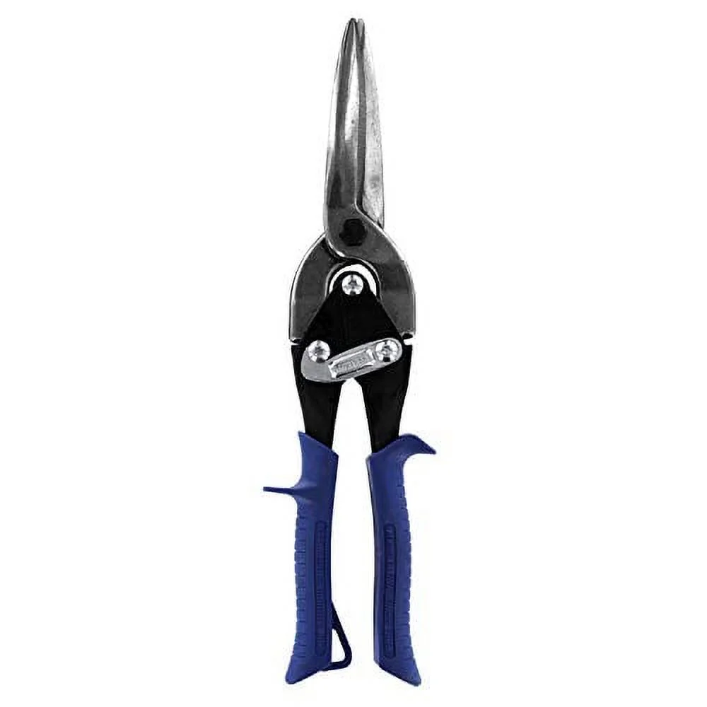 MIDWEST Power Cutters Long Cut Snip - Straight Cut Regular Tin Cutting Shears with Forged Blade & KUSH'N-POWER Comfort Grips - MWT-6716A