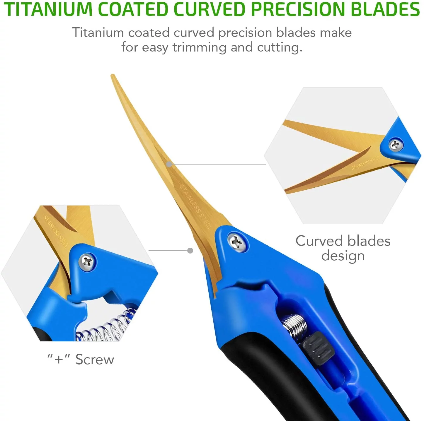 iPower 3-Pack 6.5 inch Gardening Scissors Hand Pruner Pruning Shear Curved Precision Blades