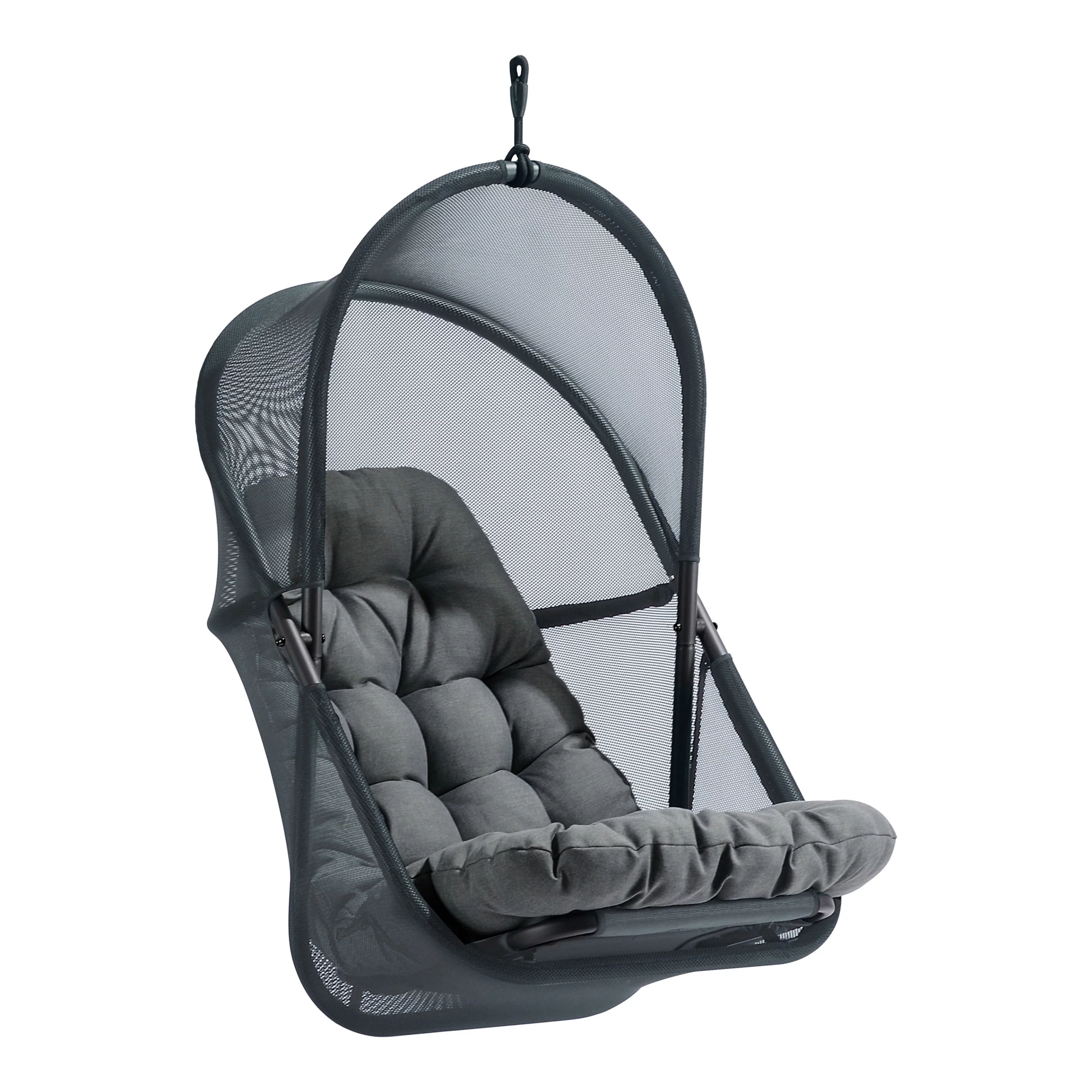 Furniture of America Drift UV-Resistant Patio Foldable Swing Chair with Cushion, Dark Gray