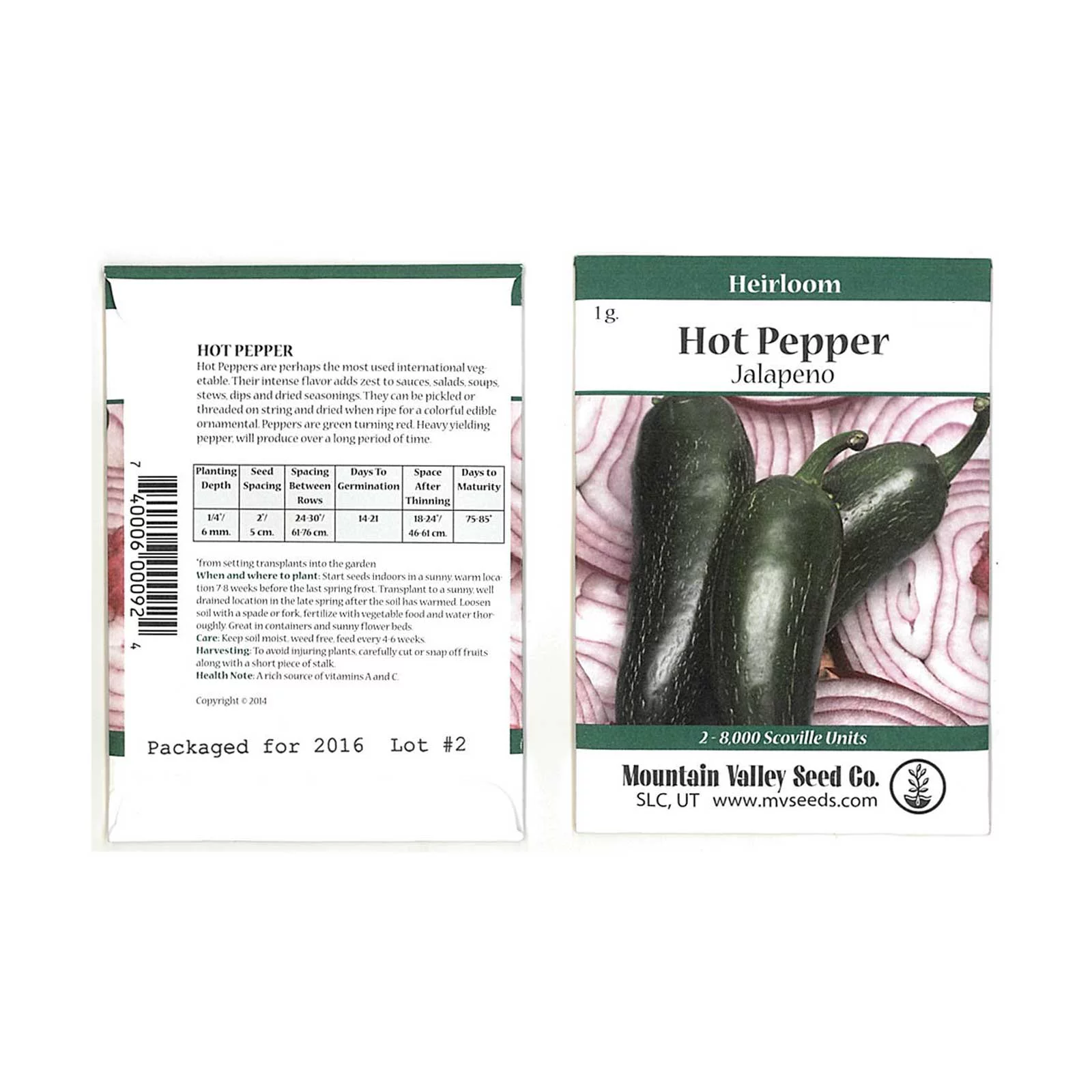 Early Jalapeno Hot Pepper Garden Seeds - 1 Gram Packet - Non-GMO, Heirloom Vegetable Gardening Seed