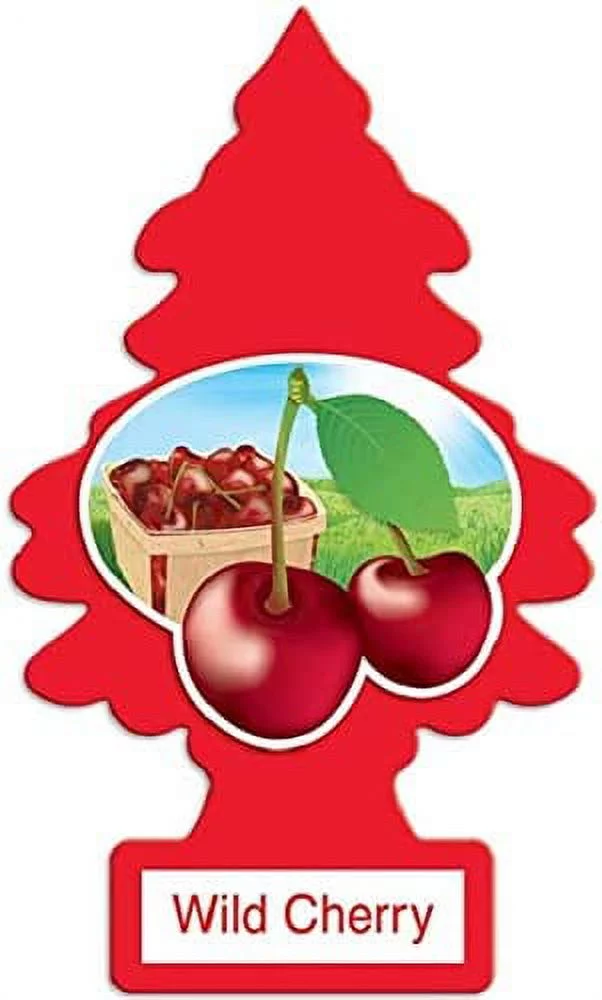 Little Trees Cardboard Hanging Car, Home & Office Air Freshener, Wild Cherry (Pack of 24)