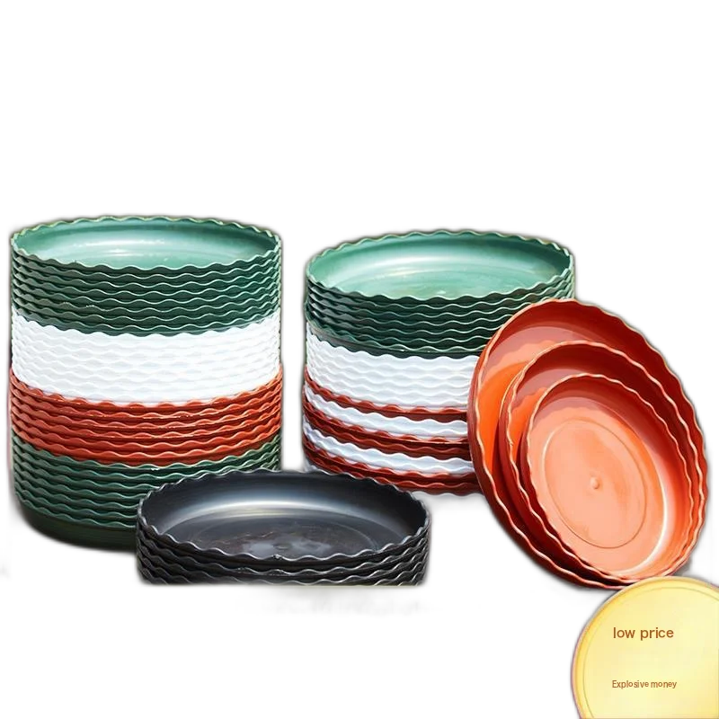 Flower Pot Tray Plastic Circular Chassis Pads Of The Flower Tray Base Potted Flower Base Green Water -Connected Water Disk Garden Art Round Type [12 Pack] Green Ht160# Inner Diameter 13Cm