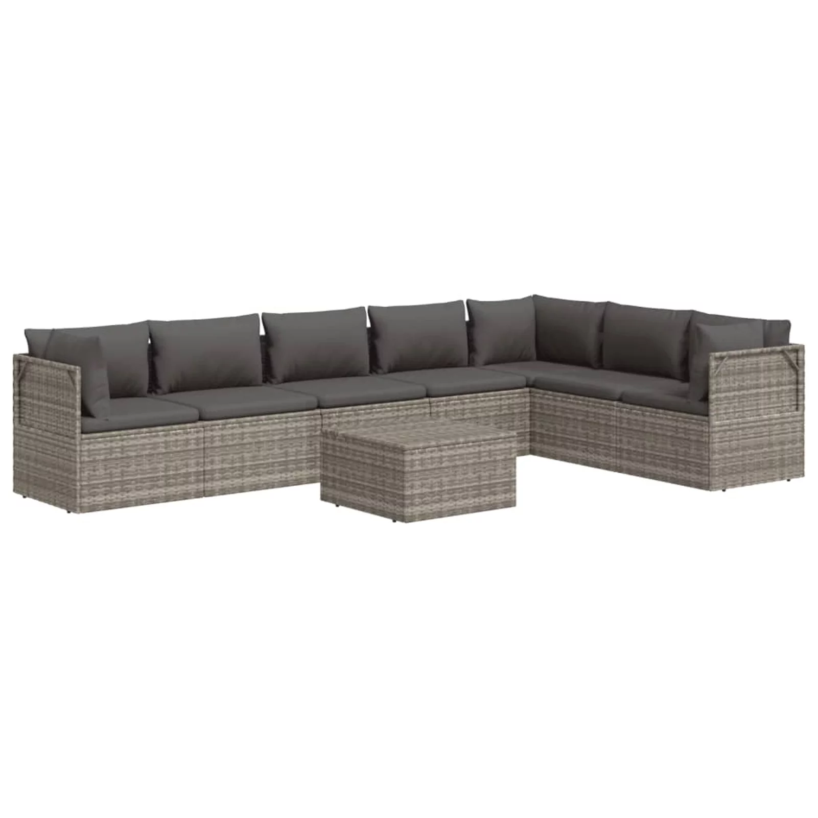 moobody 8 Piece Patio Set with Cushions Gray Poly Rattan