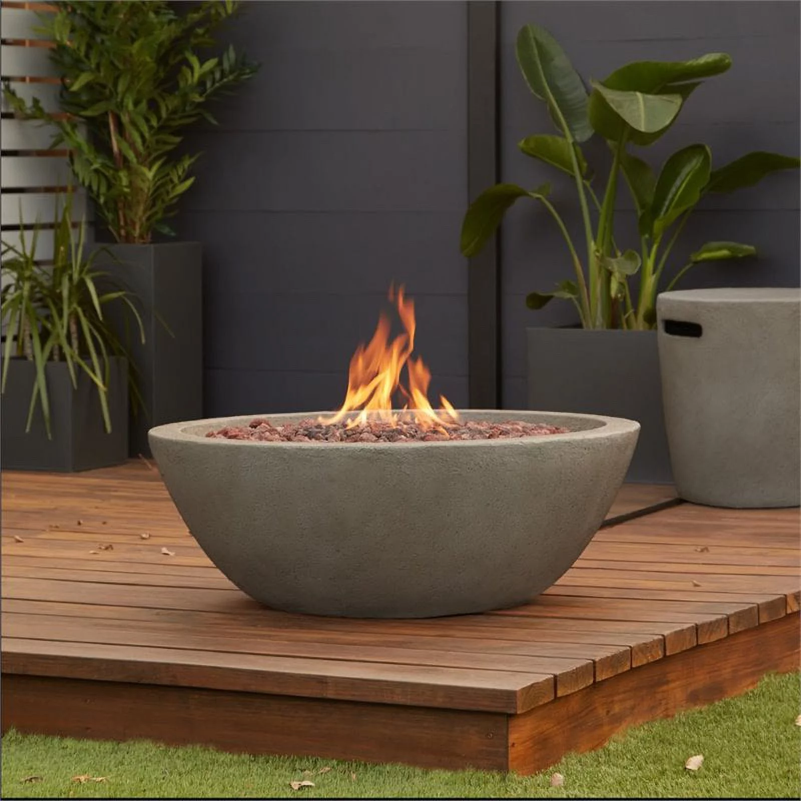 Home Square 2 Piece Set with Propane Fire Bowl & Aluminum Patio Loveseat