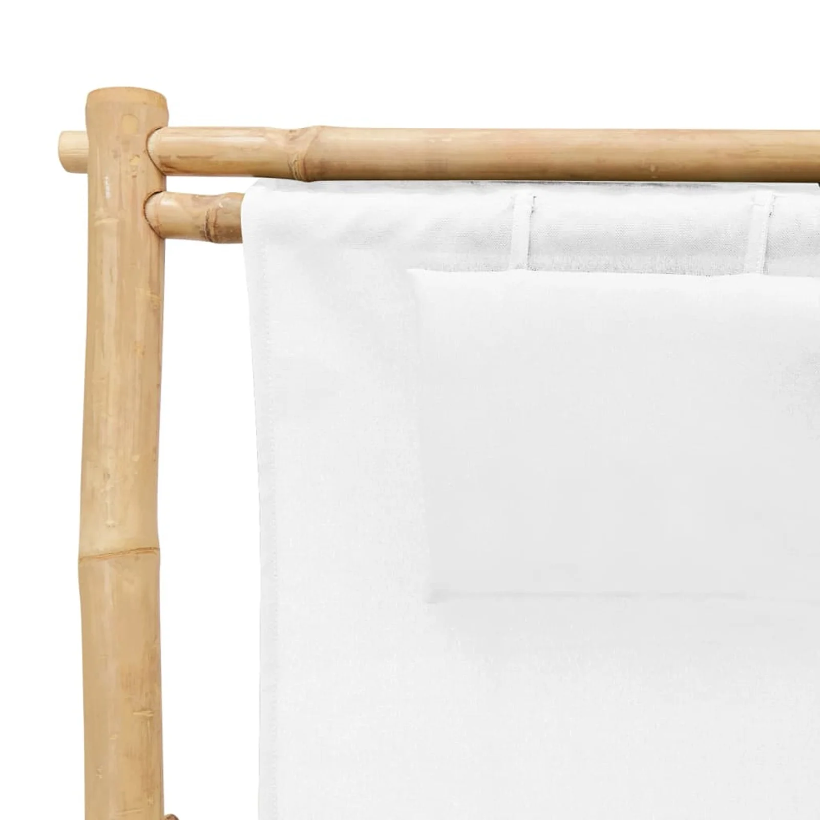 walmeck Deck Chair Bamboo and Canvas White