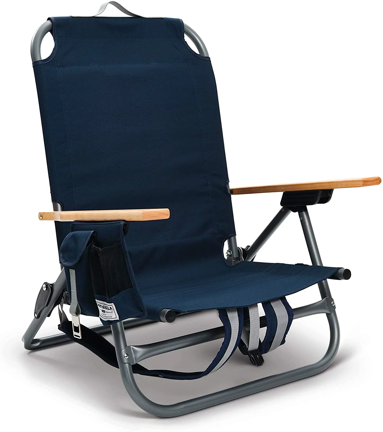 Sport-Brella SunSoul Folding Light-Weight Backpack Beach Chair,Cup Holders|Arm Rest|Foldable, Aluminum, Navy