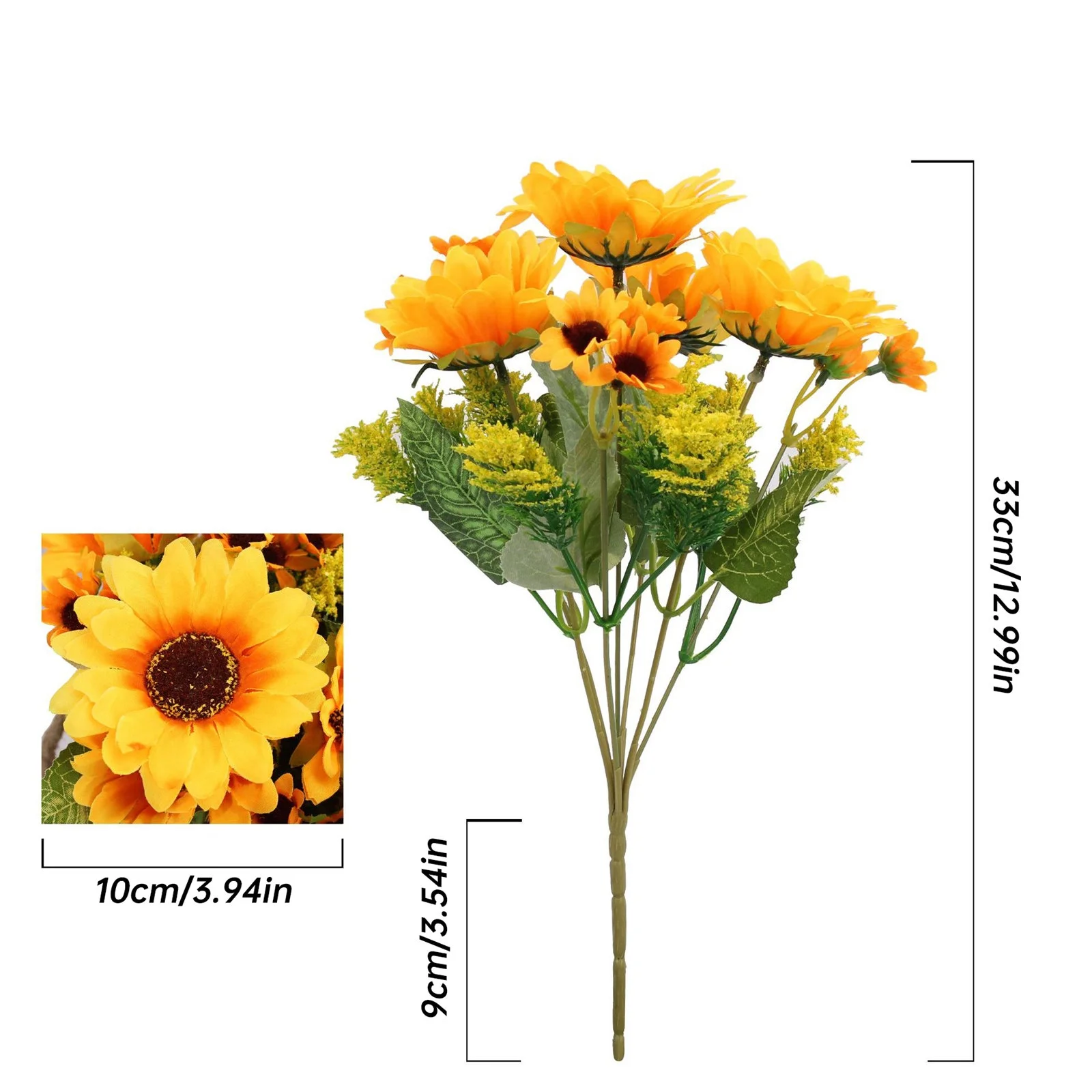 HALJEN Artificial Flowers for Wall 7 Forked Sunflowers 2 Bunch Sunflowers Artificial Flowers Household Decoration Flower Materials