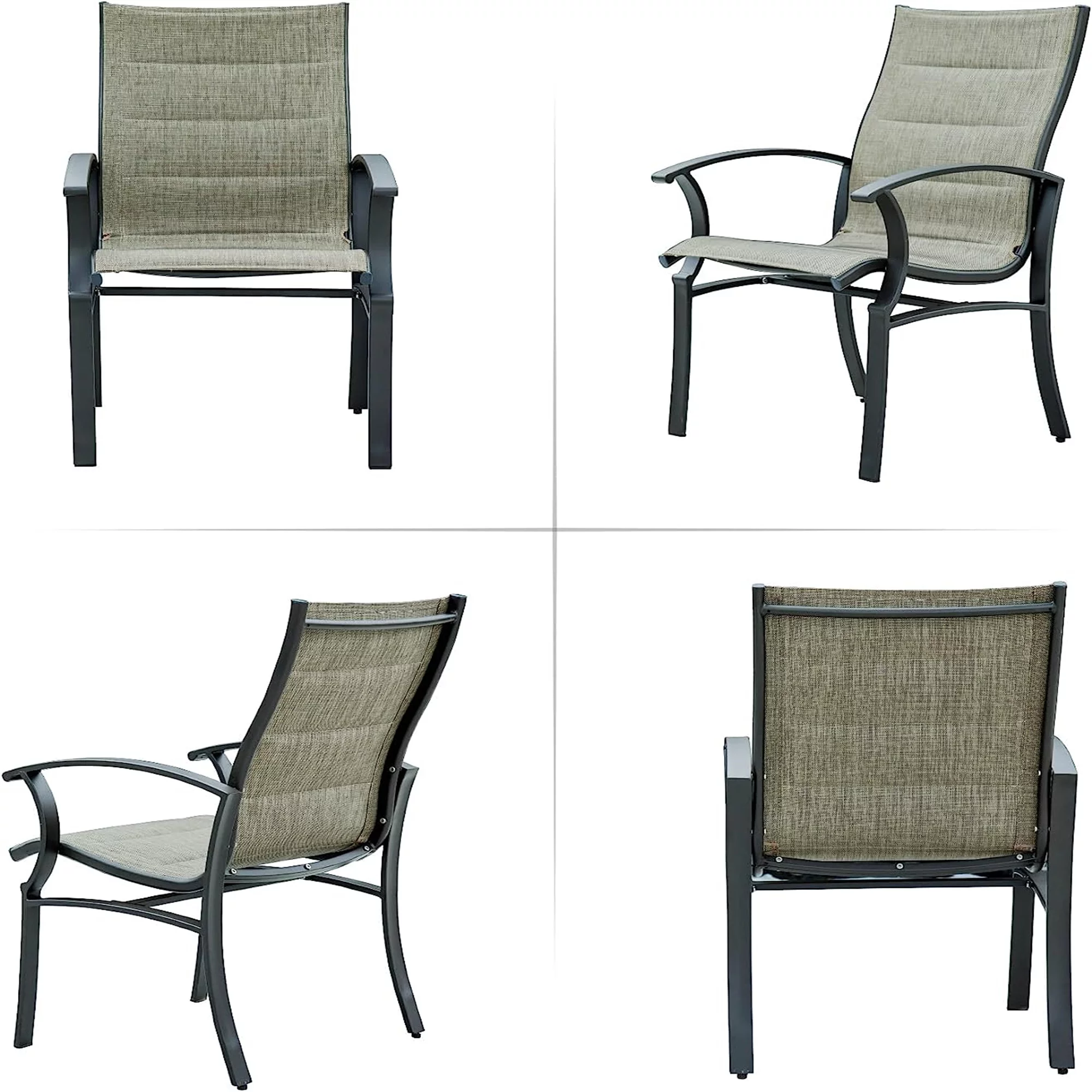 CoSoTower Patio Dining Chairs Set of 2, Bistro Metal Steel Chair with Textilene Mesh Fabric, Outdoor Armchair for Outside Porch, Balcony, Garden, Backyard Grey(2 Chairs)