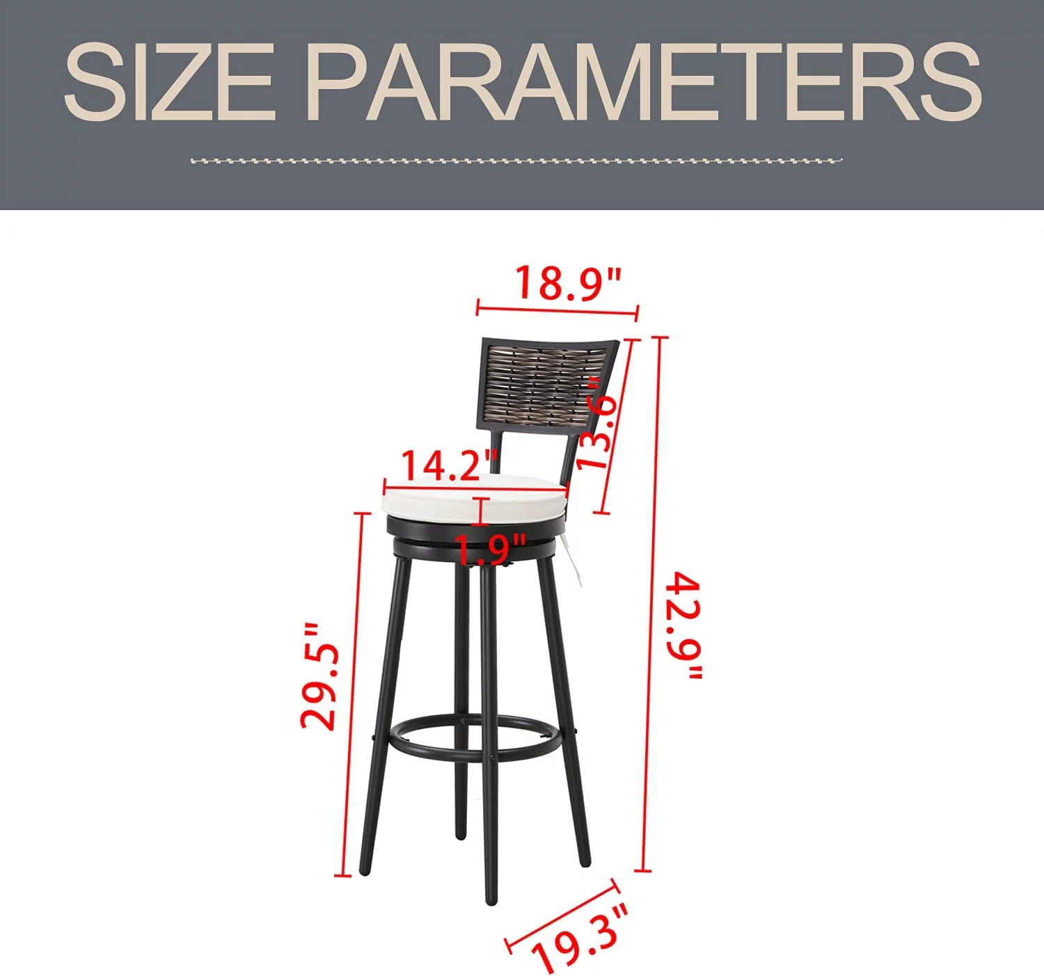 Outdoor Swivel Bar Stools Set of 2 Chairs Armless for Pub Kitchen Cafe Patio Bistro, Beige