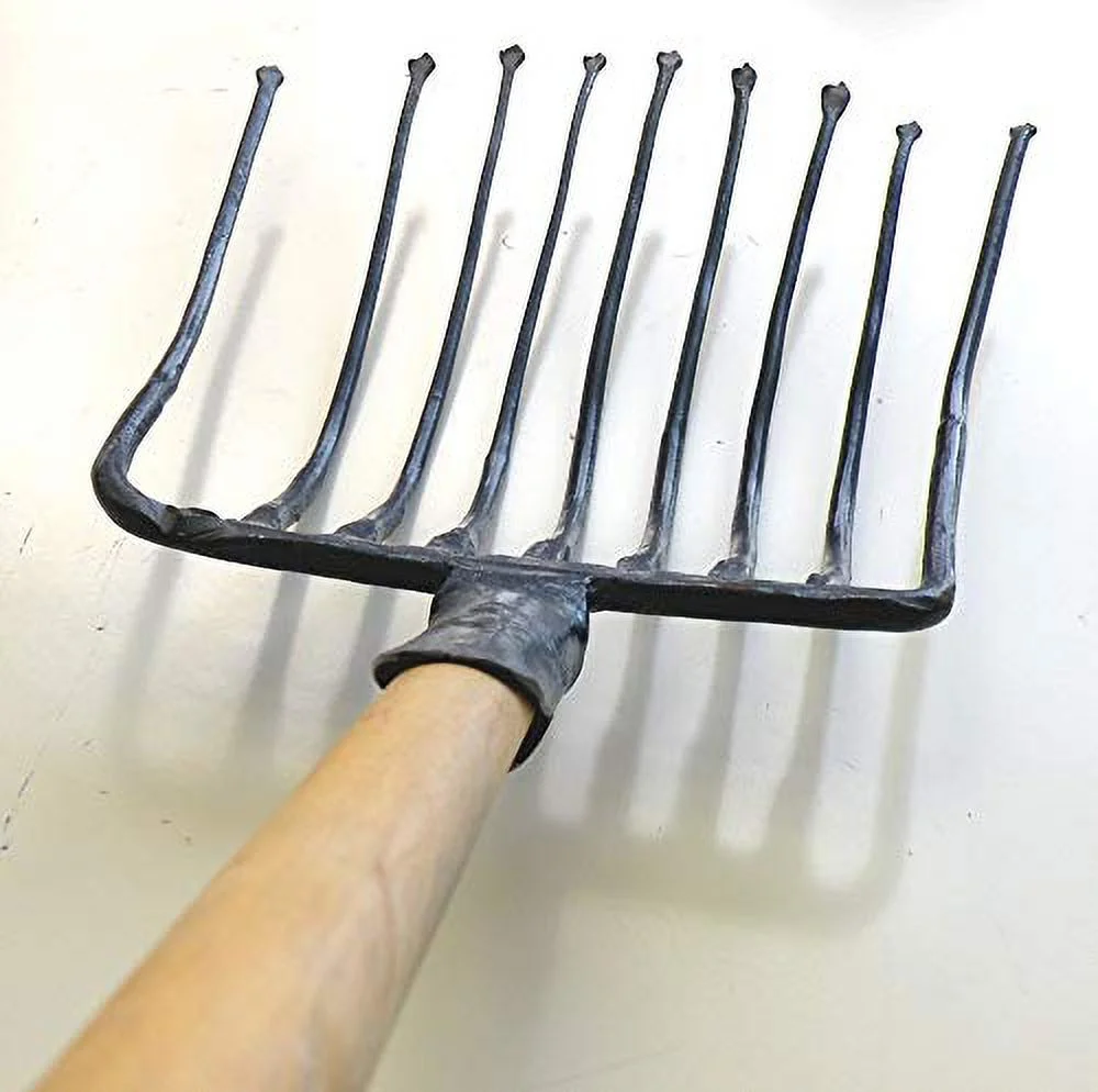 Ergonomic Tines Forged Pitch Fork,Professional Welded Bedding Fork,Forged Ensilage Manue Fork-Heavy Duty Long Fiberglass Handle, Overall in Length 47