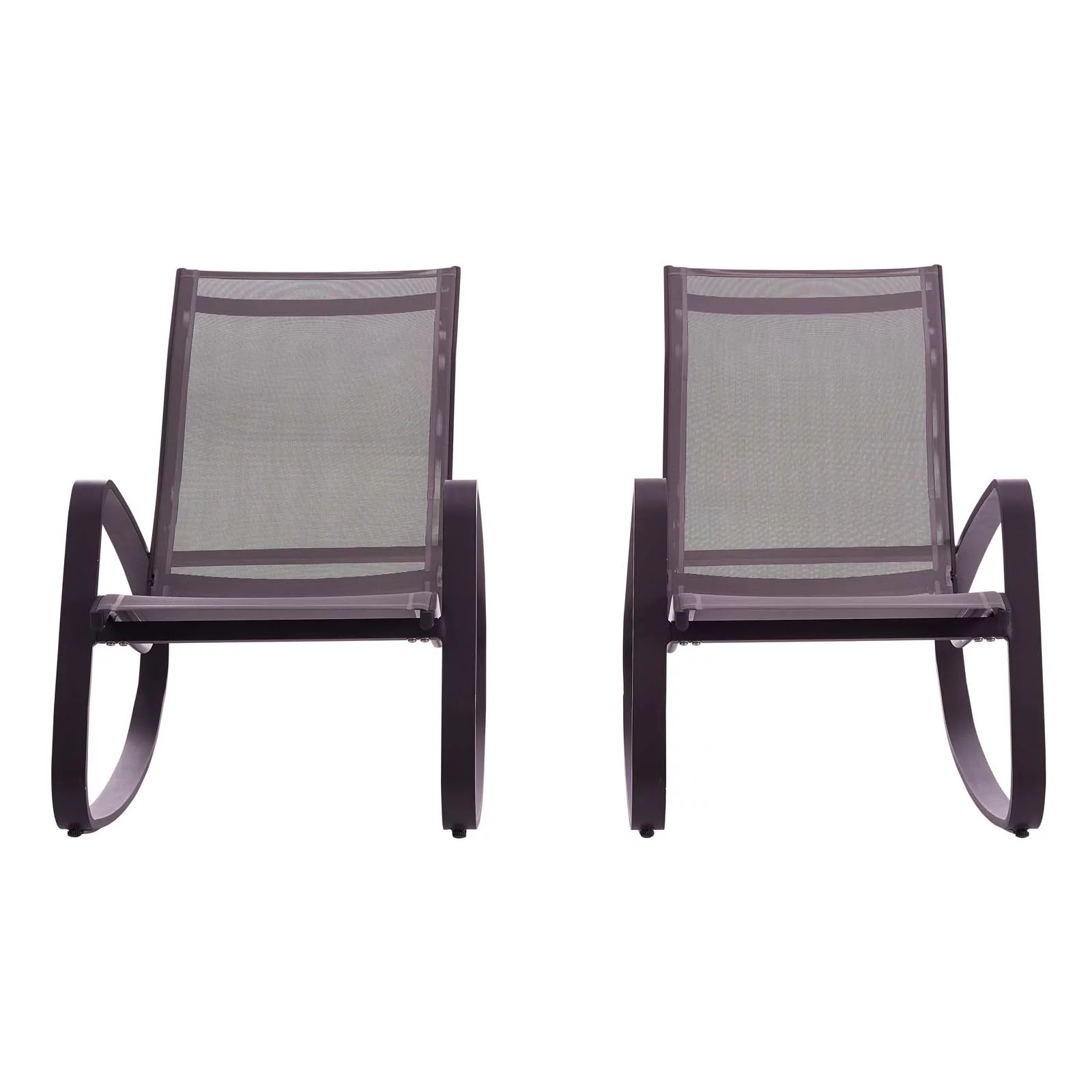 Modern Contemporary Urban Design Outdoor Patio Balcony Garden Furniture Lounge Chair Set, Set of Two, Aluminum Metal Steel, Black