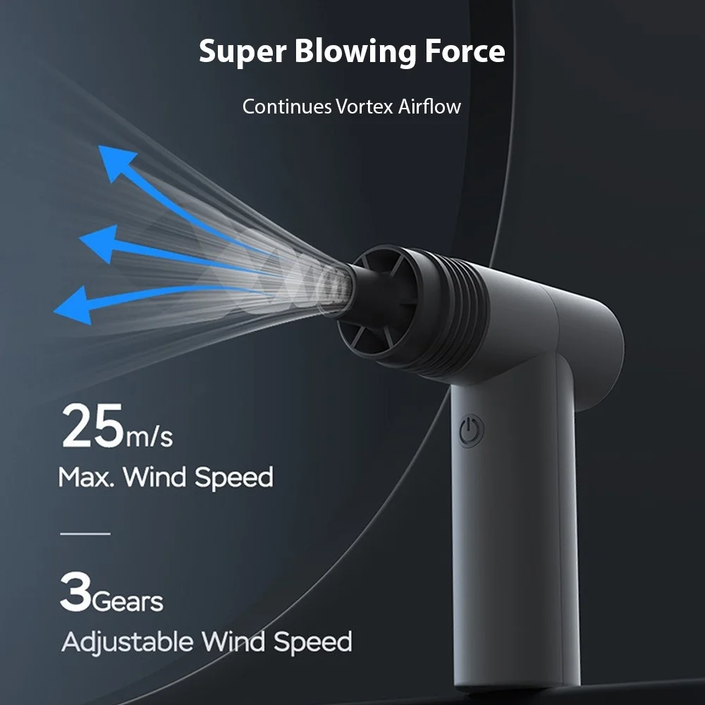Electric Air Duster,100000rpm Turbo Fan Blower Built-in 3x1100mah Built-in 3x1100mah Battery Handheld Compressed Air Fan Dual-purpose Removal Dual-purpose Removal Battery Portable Handheld