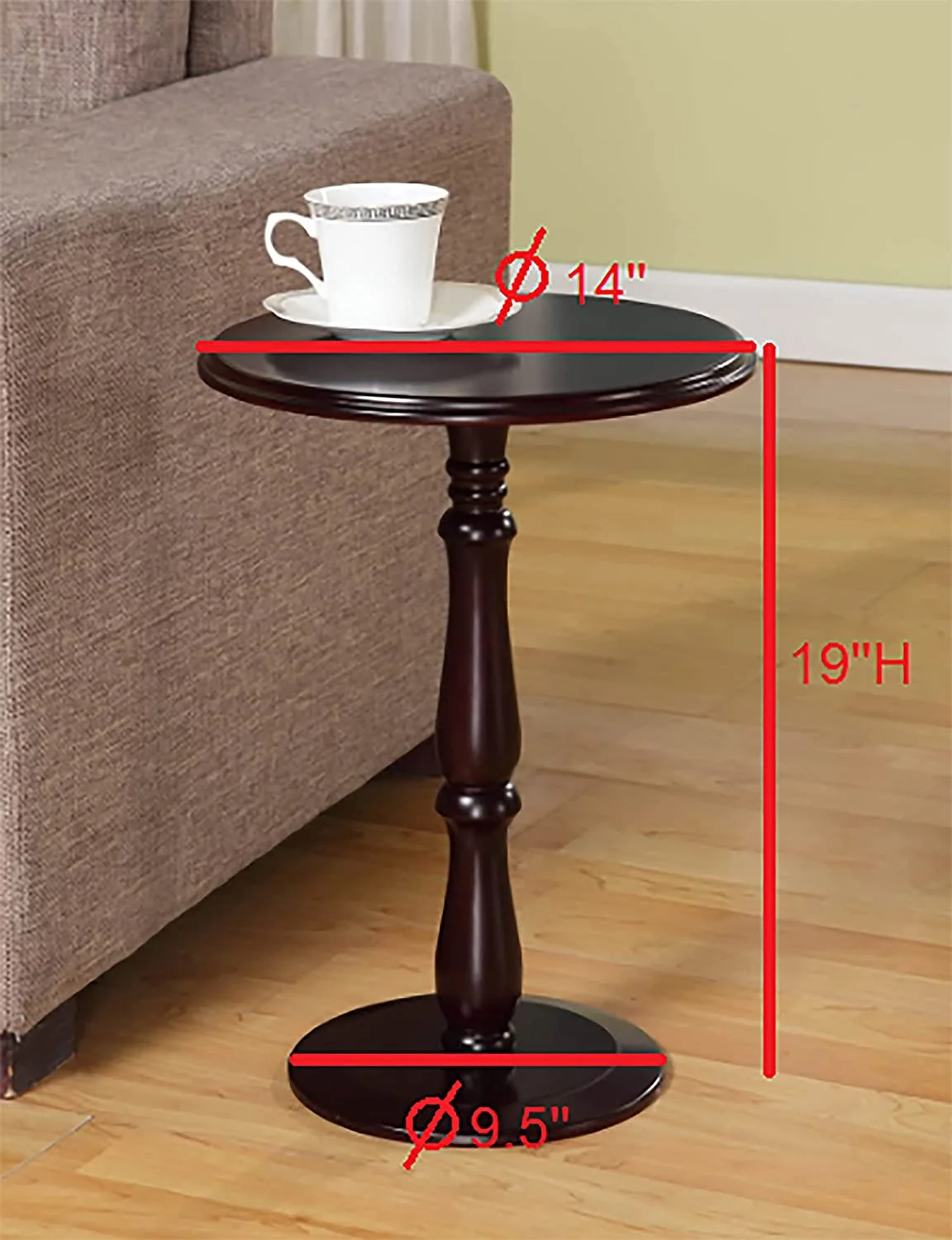 Dark Cherry Finish Wood Plant Stand Accent Side End Table