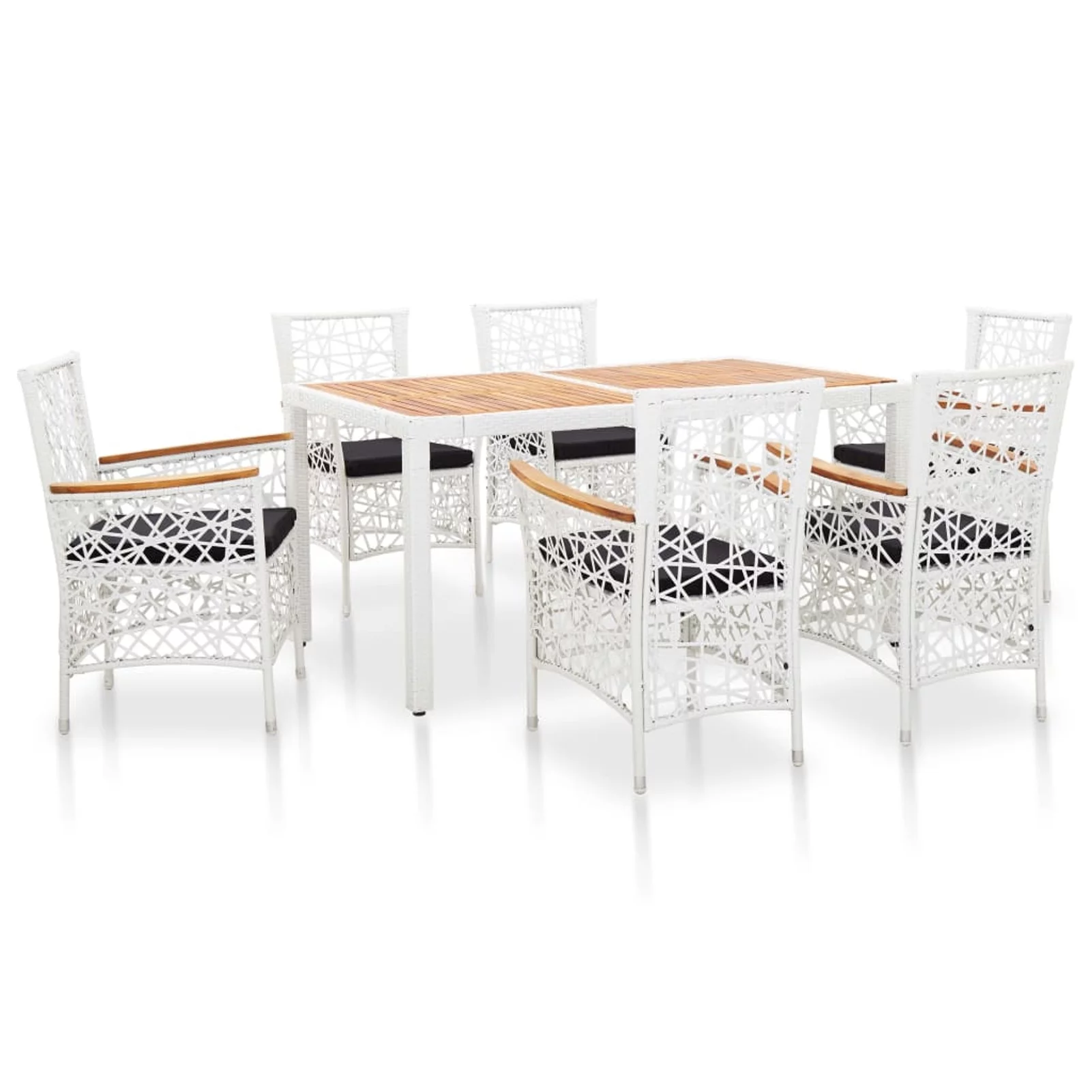 Carevas 7 Piece Patio Dining Set Poly Rattan White