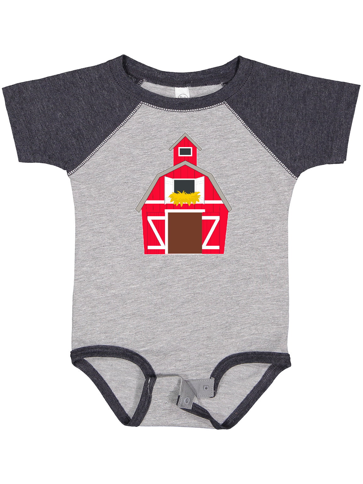 Inktastic Farming Large Red Barn with Hay Boys or Girls Baby Bodysuit