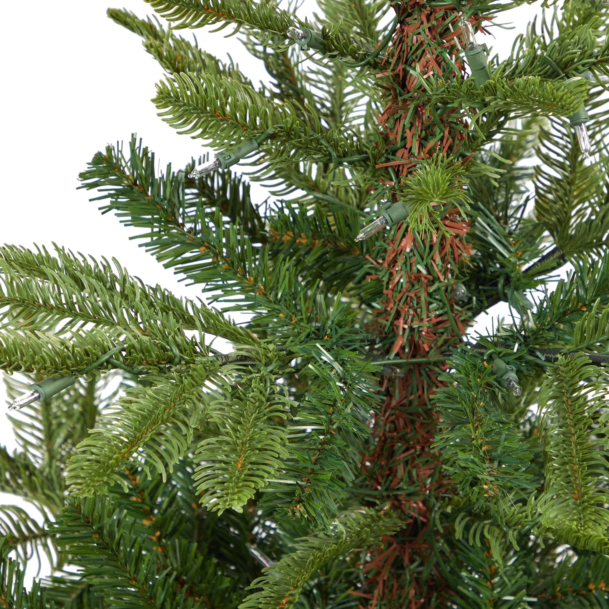 Nearly Natural 4.5ft. Layered Washington Spruce Artificial Christmas Tree with 100 Clear LED Lights and 189 Bendable Branches in White Planter